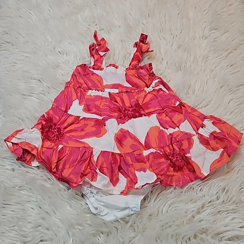 Baby Gap White and Orange Floral Dress